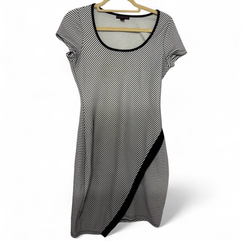 Material Girl Black and White Striped Midi Dress